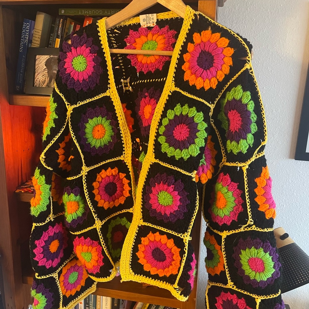 Vibrant Multicolor Crochet Cardigan